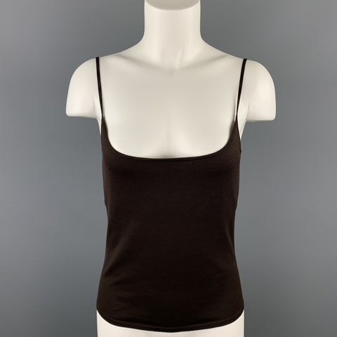 RALPH LAUREN Black Label Size M Brown Jersey Silk Spaghetti Strap Tank Top