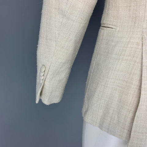 SUIT SUPPLY Size 40 Beige Textured Silk Blend Shawl Collar Sport Coat