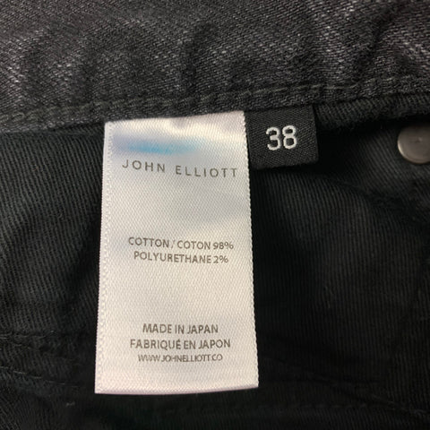 JOHN ELLIOTT Size 38 Black Wash Denim Button Fly Jeans