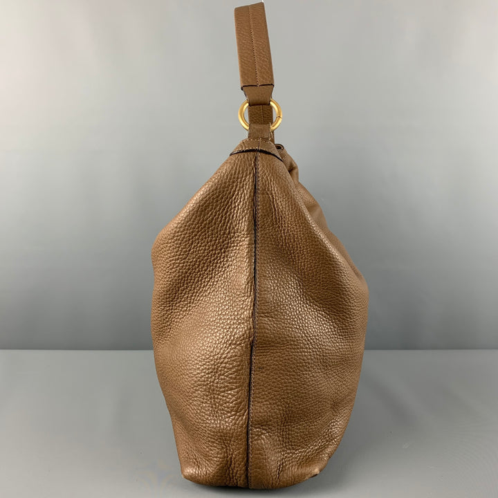 GUCCI Brown Pebble Grain Leather Hobo Handbag