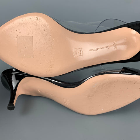GIANVITO ROSSI Taille 6.5 Escarpins à talons chaton en cuir verni en acétate transparent noir
