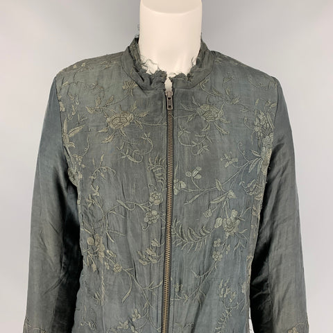 BY WALID Size M Dark Gray Silk Embroidered Jacket