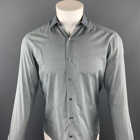 LANVIN Size S Grey Plaid Cotton Button Up Long Sleeve Shirt