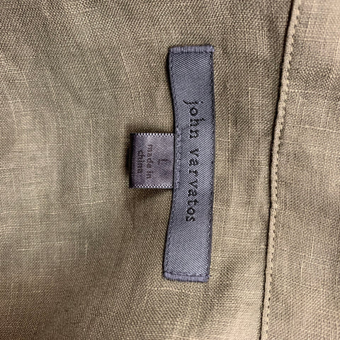 JOHN VARVATOS Size L Olive Linen Oversized Long Sleeve Shirt