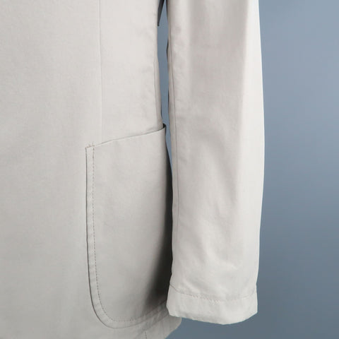 PRADA 44 Regular Light Grey Solid Cotton Notch Lapel  Sport Coat
