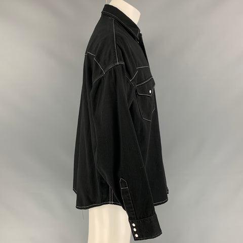 LEVI'S MADE & CRAFTED Size M Black Contrast Stitch Cotton Long Sleeve Shirt