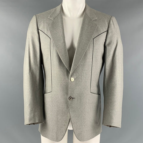 BRIONI Size 40 Grey Contrast Stitch Wool Single Breasted Sport Coat
