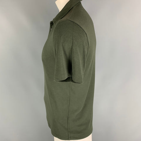THEORY Size M Olive green Modal Blend Short Sleeve Polo