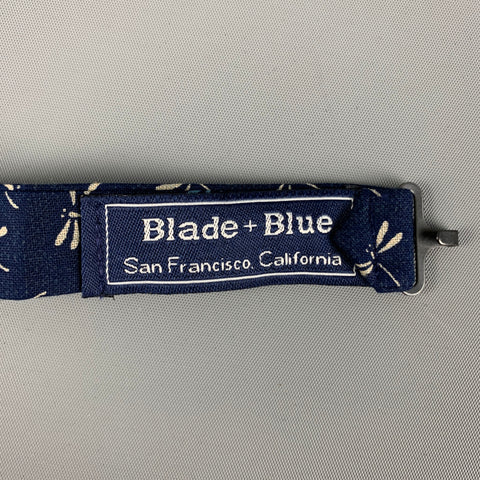 BLADE+BLUE Blue Grey Firefly Print Cotton Bow Tie