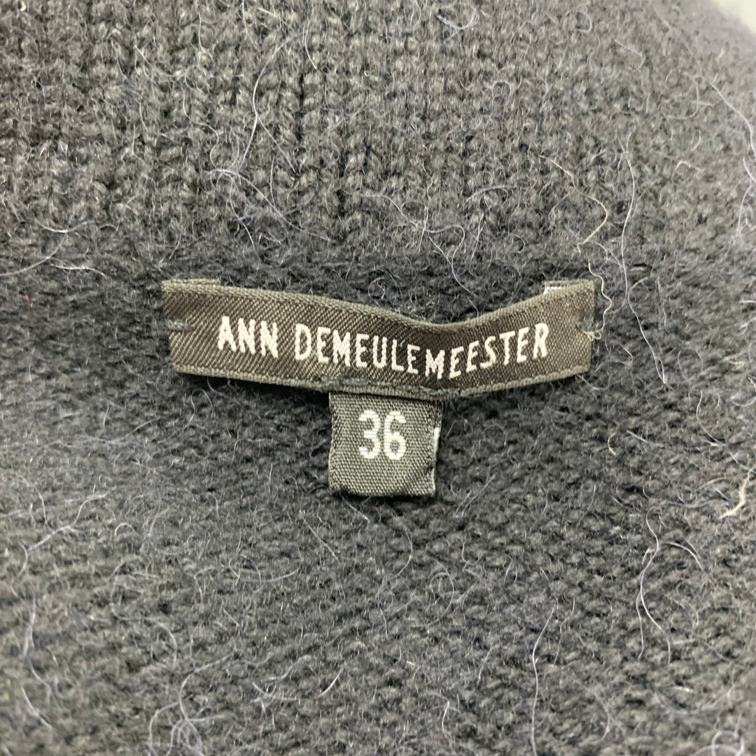 ANN DEMEULEMEESTER Taille 2 Cardigan en laine tricotée noire / alpaga
