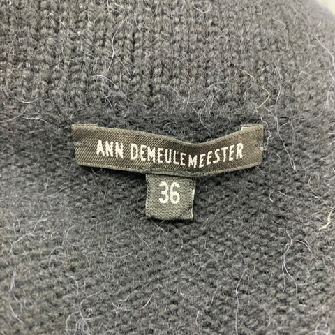 ANN DEMEULEMEESTER Size 2 Black Knitted Wool / Alpaca Cardigan