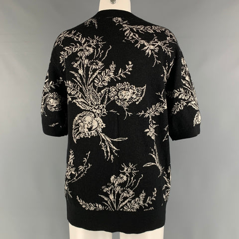 DRIES VAN NOTEN Size M Black Silver Cashmere Blend Knitted Pullove