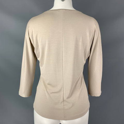 MAX MARA Size M Beige Viscose Elastine Solid T-Shirt