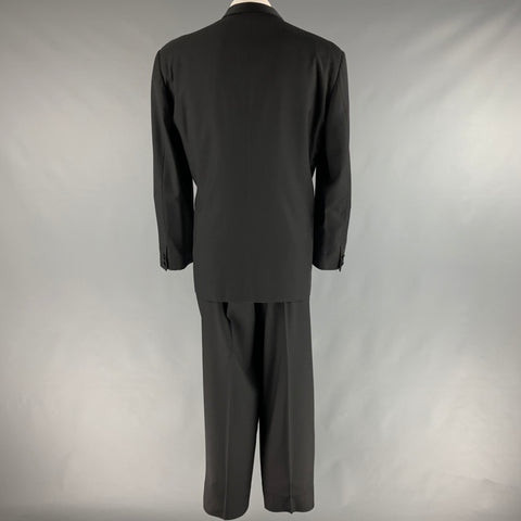 ERMENEGILDO ZEGNA Size 50 Black Wool Double Breasted Tuxedo