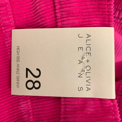 ALICE + OLIVIA Size 28 Pink Cotton Corduroy Jean Cut Casual Pants