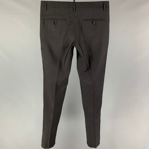 DSQUARED2 Size 32 Black Cotton Silk Button Fly Dress Pants