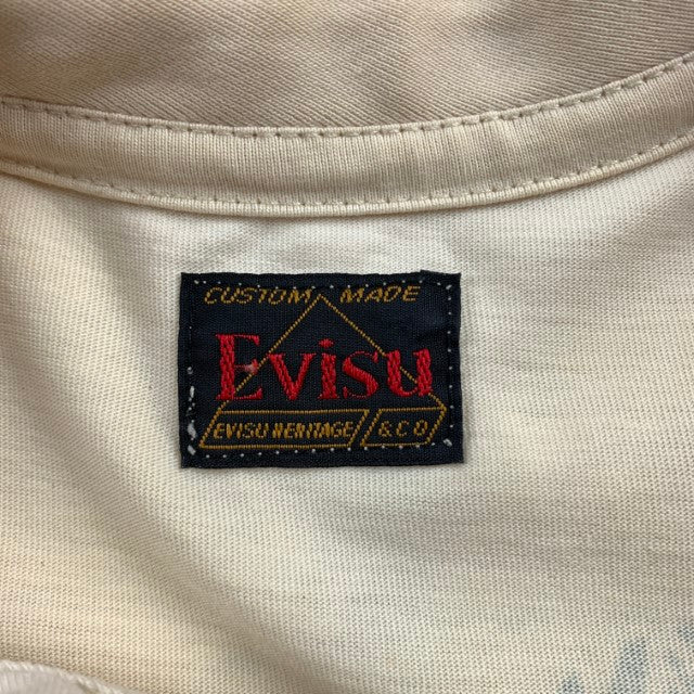 EVISU Size S Cream Logo Cotton Crew-Neck T-shirt