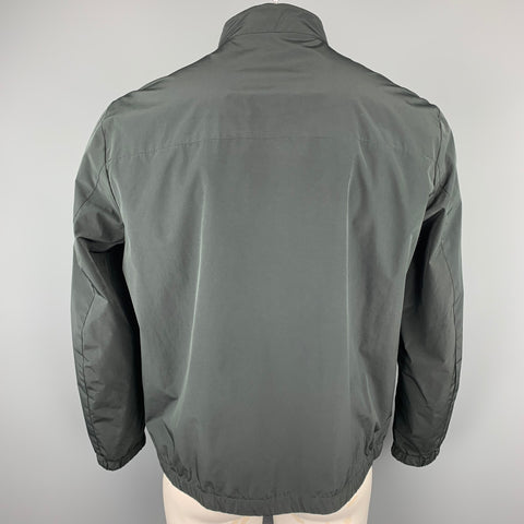 THEORY Size XL Black Polyester / Nylon Full Zip Ribbed CollarJacket