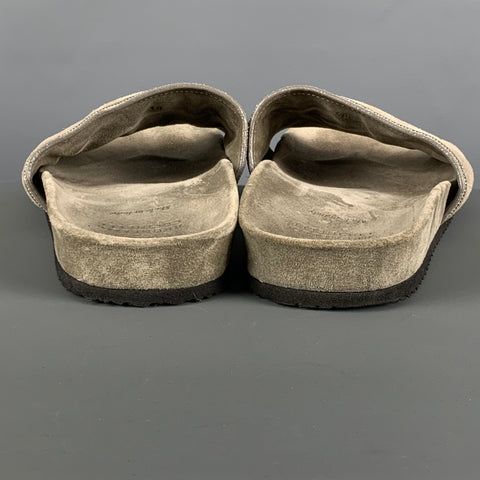 BRUNELLO CUCINELLI Size 8 Grey Sage Suede Slip On Sandals