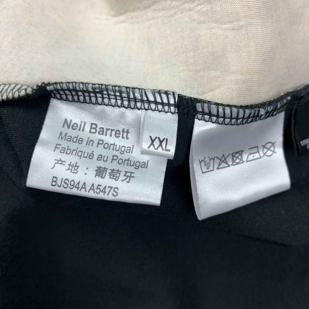 NEIL BARRETT Size XXL Black White Lyocell Cotton Pullover
