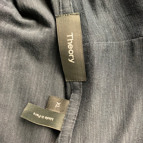 THEORY Size XL Navy Cotton Zip Up Hooded Sweatshirt
