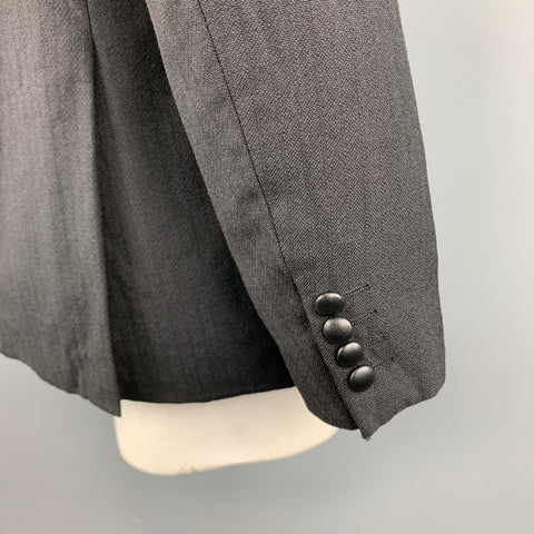 COMME des GARCONS HOMME DEUX Taille XL Stripe Black on Black Wool / Mohair Leather Trim Sport Coat