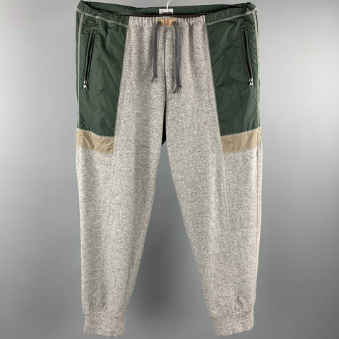 KOLOR Size L Grey & Green Mixed Fabrics Wool / Cashmere Sweatpants