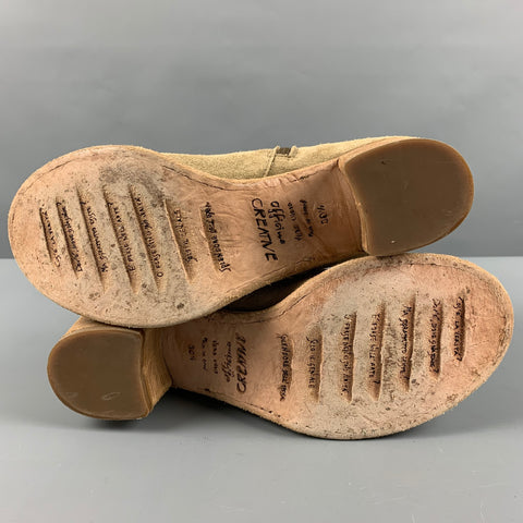 OFFICINE CREATIVE Size 8.5 Beige Suede Peep Toe Boots