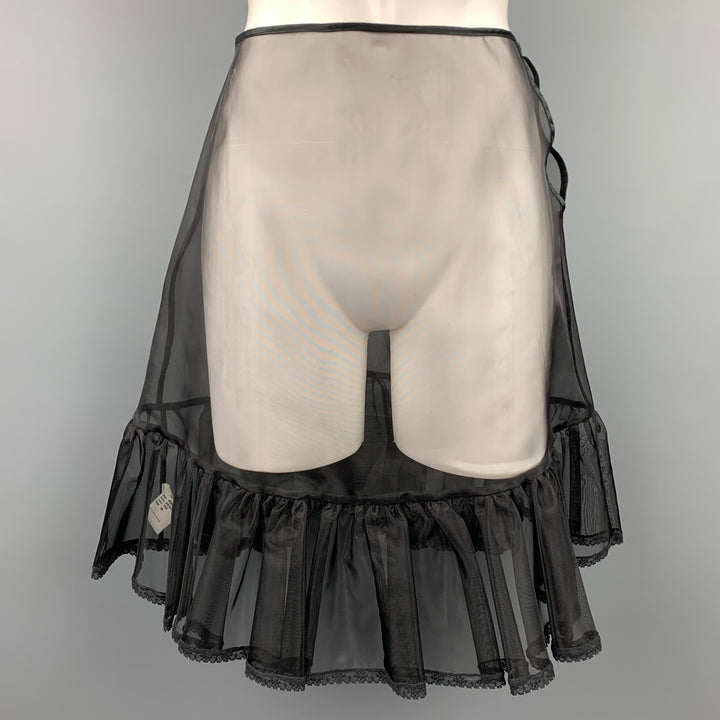 PAUL SMITH Size 2 Black See Through Polyamide Flare Petticoat