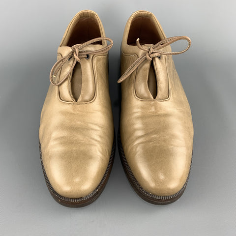 HERNI DE VIGNON Size 7.5 Taupe Solid Leather Lace Up
