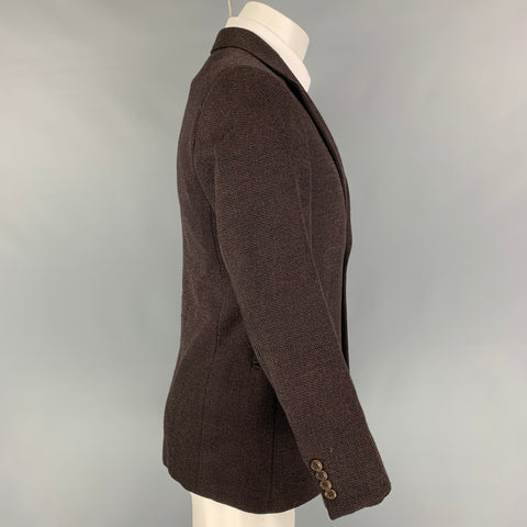 ARMANI COLLEZIONI Size 38 Brown Herringbone Wool Blend Sport Coat