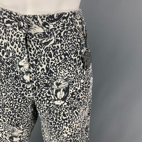MARCELL VON BERLIN Size 8 Black White Cotton Animal Print Zip Fly Jeans