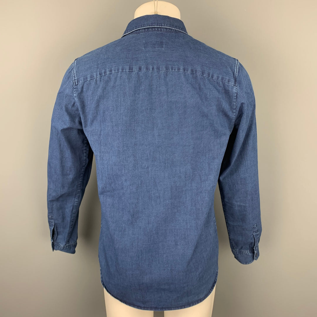 A.P.C. Size M Indigo Cotton / Polyester Button Up Long Sleeve Shirt