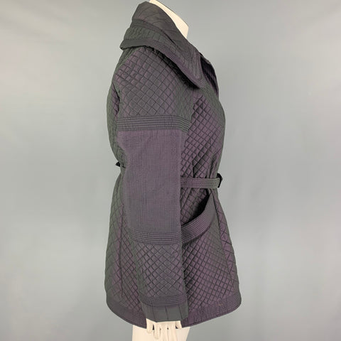 BURBERRY LONDON Size 12 Purple Polyester Quilted Zip & Snaps Coat