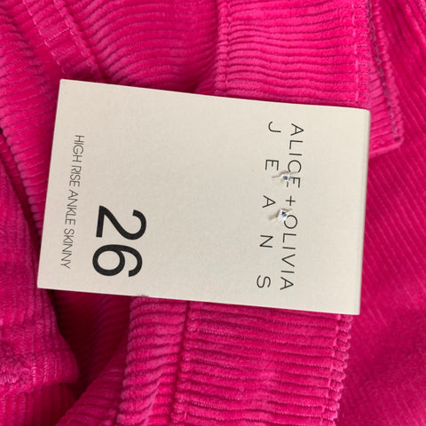 ALICE + OLIVIA Size 26 Pink Cotton Corduroy Jean Cut Casual Pants