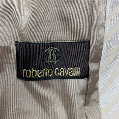 ROBERTO CAVALLI Taille 38 Manteau de sport en mélange de polyester jacquard beige
