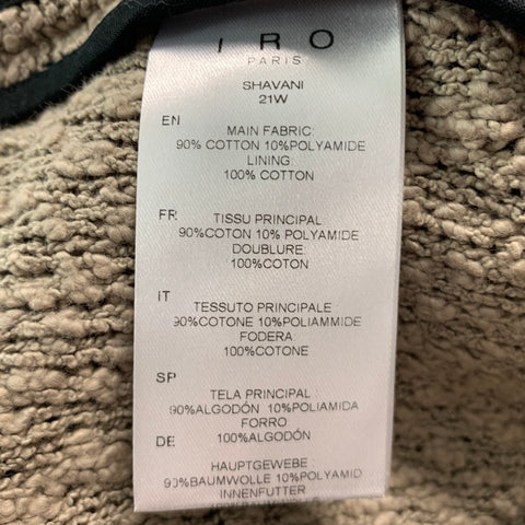 IRO Size 2 Grey Taupe Cotton Polyamide Textured Open Front Cardigan