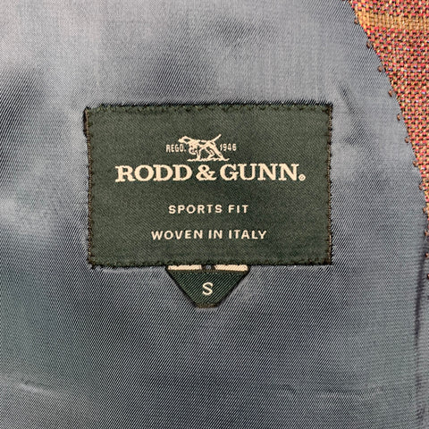 RODD & GUNN Size S Burgundy Olive Plaid Viscose Linen Sport Coat