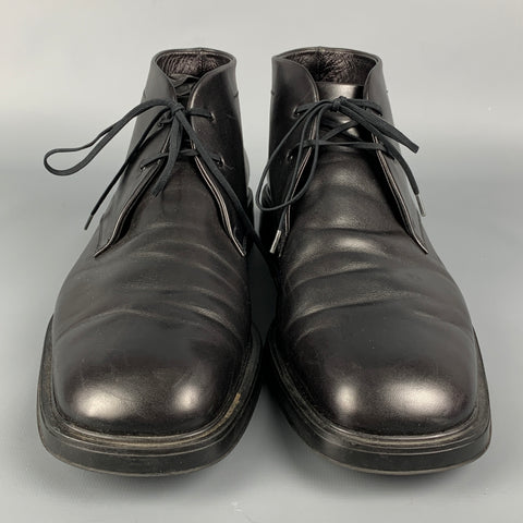 SALVATORE FERRAGAMO Size 11.5 Black Leather Ankle Lace Up Shoes