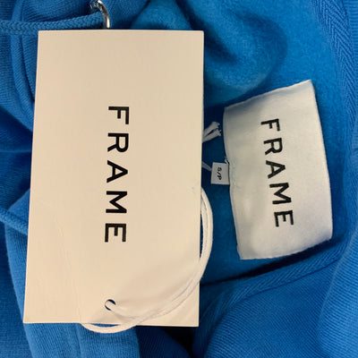 FRAME Size S Blue and  White Logo Cotton & Polyester Hooded Sweatshirt