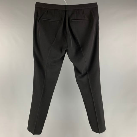 GIVENCHY Talla 32 Pantalón de vestir de esmoquin de mohair de lana lisa negro