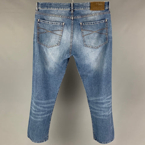 BRUNELLO CUCINELLI Size 32 Light Blue Washed Button Fly Jeans