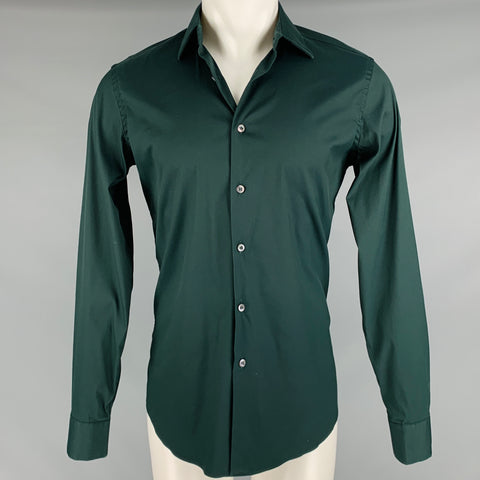 PRADA Size S Green Cotton Elastane Button Up Long Sleeve Shirt