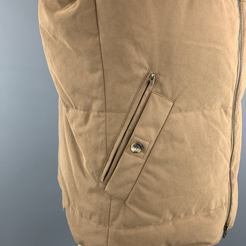 BRUNELLO CUCINELLI Size XXL Brown Quilted Cotton High Collar Zip Up Vest