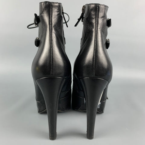 TABITHA SIMMONS Talla 8.5 Botines con plataforma de cuero negro