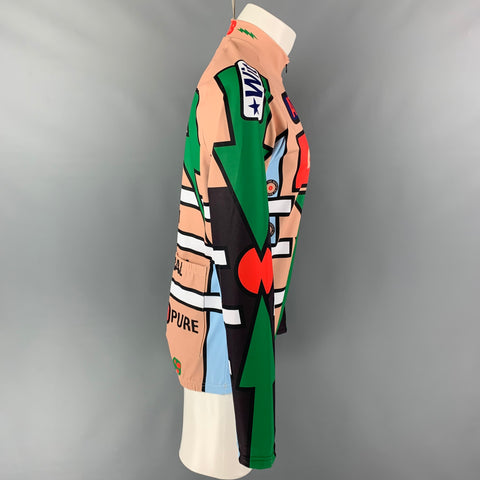 WALTER VAN BEIRENDONCK SS20 Size XL Beige Nude  Graphic Nylon Jersey Bike Top