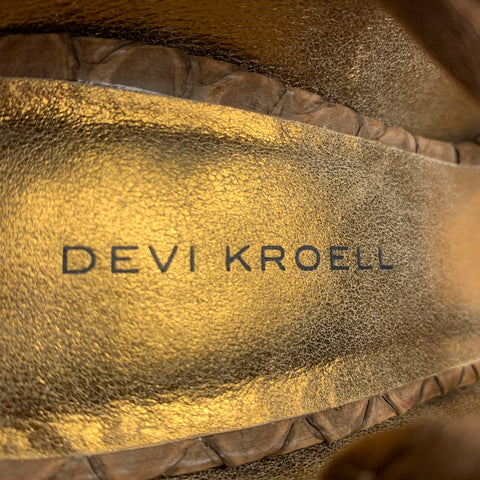 DEVI KROGELL Talla 6 Botas con correa en el tobillo de materiales mixtos de ante marrón y marrón