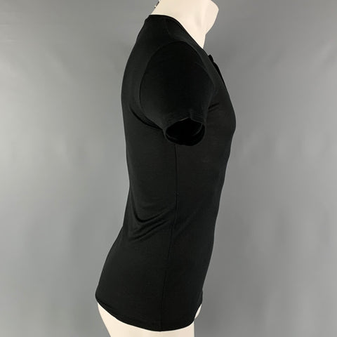 PRADA Size M Black Ribbed Henley T-shirt