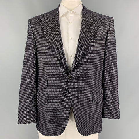 OXXFORD CLOTHES Taille 42 Manteau de sport à revers en laine à pois blancs noirs