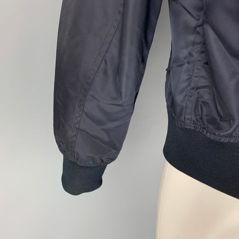 VALENTINO Size 40 Navy Dragons Garden Polyamide Zip Up Bomber Jacket